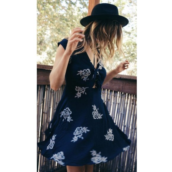 SAGE AND SADIE Scarlett Navy Blue Mini Dress - Picture 3 of 10